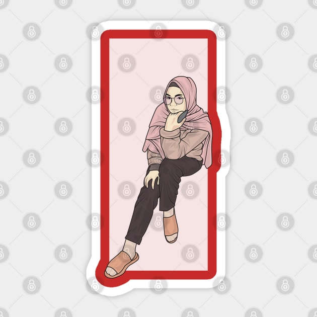 Woman In Pink Hijab Sticker by crissbahari